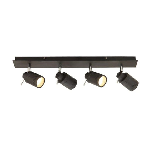 4 Light Bathroom Ceiling Spotlight Bar - Matte Black