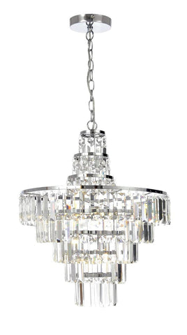 Crystal Bar Large Bathroom Chandelier Light - Chrome