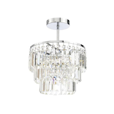 Crystal Bar Bathroom Chandelier Semi Flush - Chrome