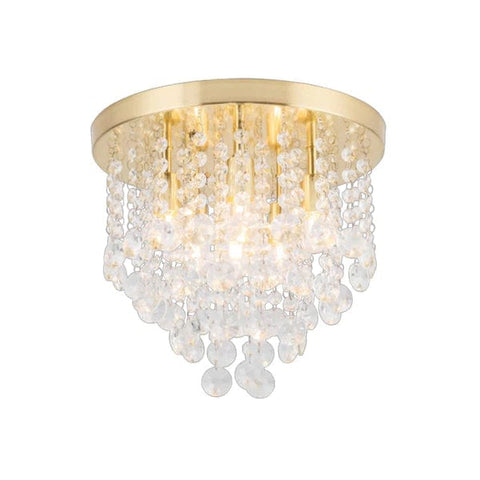 6 Light Semi Flush Circular Bathroom Ceiling Light - Satin Brass