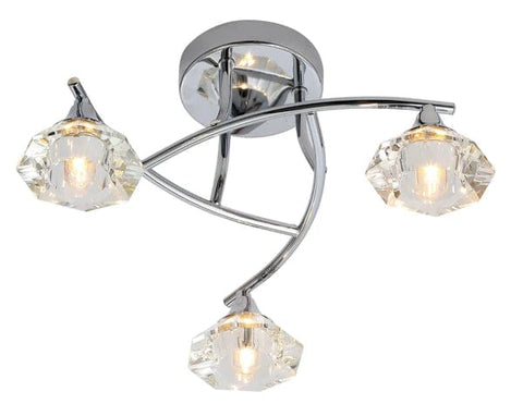 Spa Reena Chrome and Glass 3 Light Ceiling Fitting IP44 G9 - SE Home
