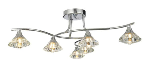 Spa Reena Chrome and Glass 6 Light Ceiling Fitting IP44 G9 - SE Home