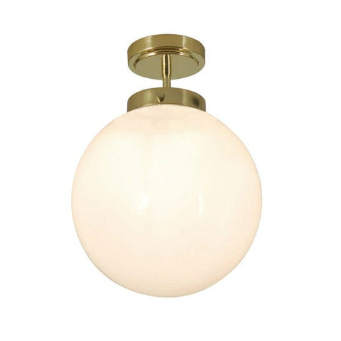Porto 1 Light Bathroom Ceiling Flush Globe Light - Brass