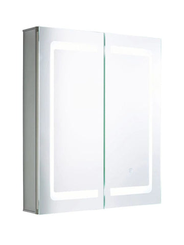 Lustro LED Bathroom 2 Door Mirror Cabinet Wall Light - Silver