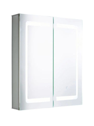Lustro LED Bathroom 2 Door Mirror Cabinet Wall Light - Silver - SE Home