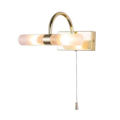 Corvus 2 Light Satin Brass Bathroom Wall Fixture with Glass