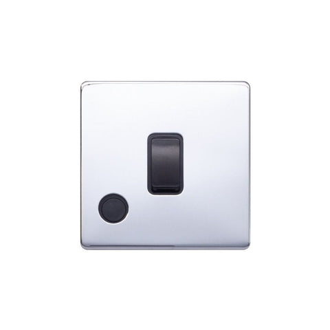 Screwless Raised - Polished Chrome 20A 1 Gang Double Pole Switch Flex Outlet - Black Trim - SE Home