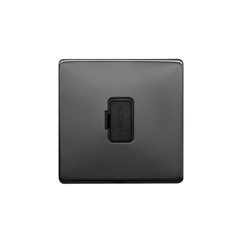 Screwless Raised - Black Nickel 13A UnSwitched Fuse Connection Unit - Black Trim - SE Home