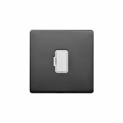 Screwless Raised - Black Nickel 13A UnSwitched Fuse Connection Unit - White Trim - SE Home