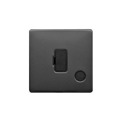 Screwless Raised - Black Nickel 13A UnSwitched Connection Unit Flex Outlet - Black Trim - SE Home