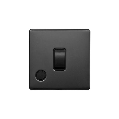 Screwless Raised - Black Nickel 20A 1 Gang Double Pole Switch Flex Outlet - Black Trim - SE Home