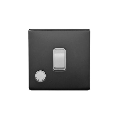 Screwless Black Nickel - White Trim - Raised Plate Screwless Raised - Black Nickel 20A 1 Gang Double Pole Switch Flex Outlet - White Trim