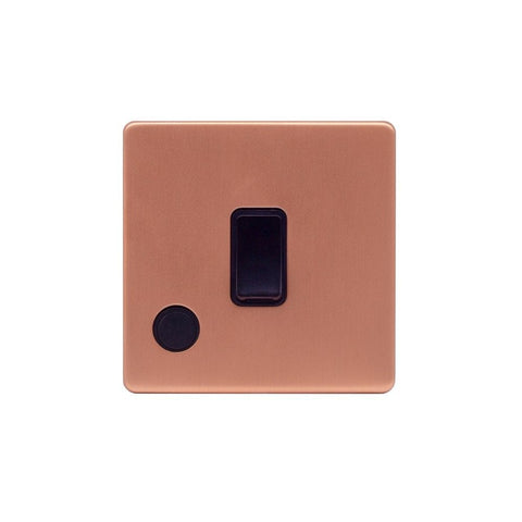 Screwless Raised - Brushed Copper 20A 1 Gang Double Pole Switch Flex Outlet - Black Trim - SE Home