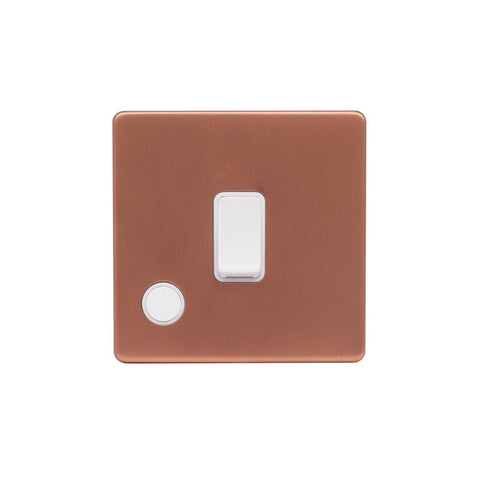 Screwless Raised - Brushed Copper 20A 1 Gang Double Pole Switch Flex Outlet - White Trim - SE Home