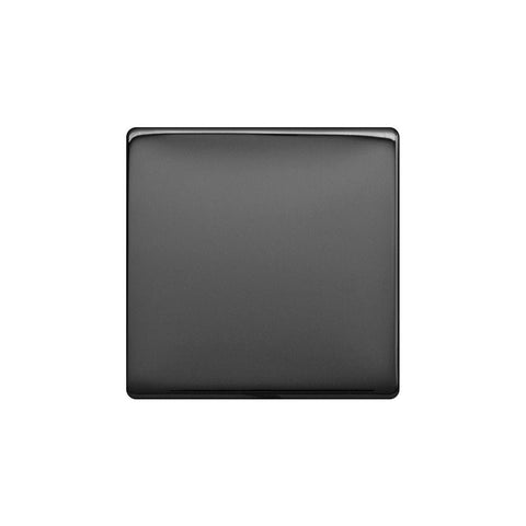 Screwless Raised - Black Nickel Single Blank Plates - White Trim - SE Home