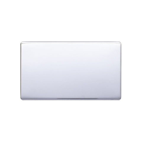 Screwless Raised - Polished Chrome Double Blank Plates - White Trim - SE Home
