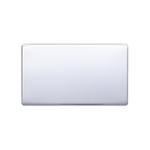 Screwless Raised - Polished Chrome Double Blank Plates - Black Trim - SE Home