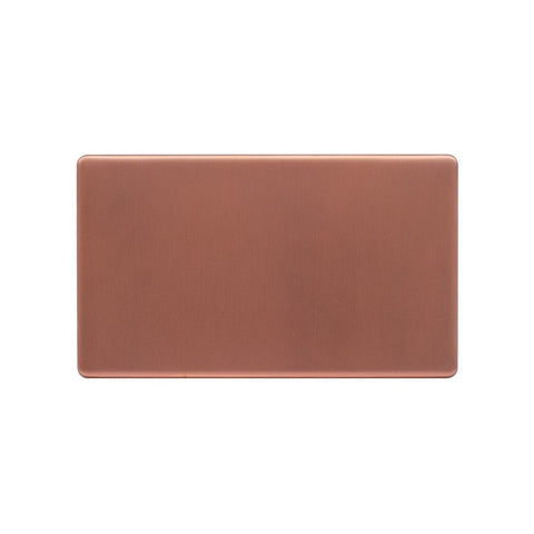 Screwless Raised - Brushed Copper Double Blank Plates - White Trim - SE Home