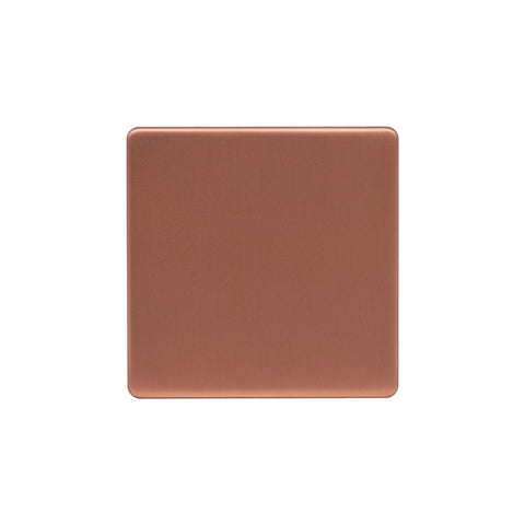 Screwless Brushed Copper - Black Trim - Raised Plate Screwless Raised - Brushed Copper Single Blank Plates - Black Trim