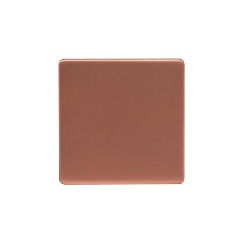 Screwless Raised - Brushed Copper Single Blank Plates - Black Trim - SE Home