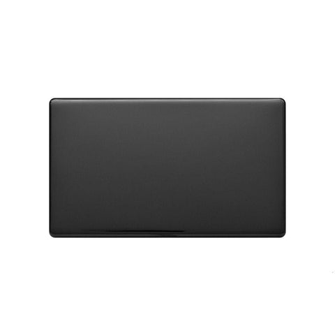 Screwless Raised - Black Nickel Double Blank Plates - White Trim - SE Home