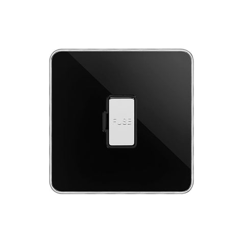 Screwless Fusion Black Nickel & Polished Chrome With Chrome Edge 13A Unswitched Fuse Black Trim - SE Home