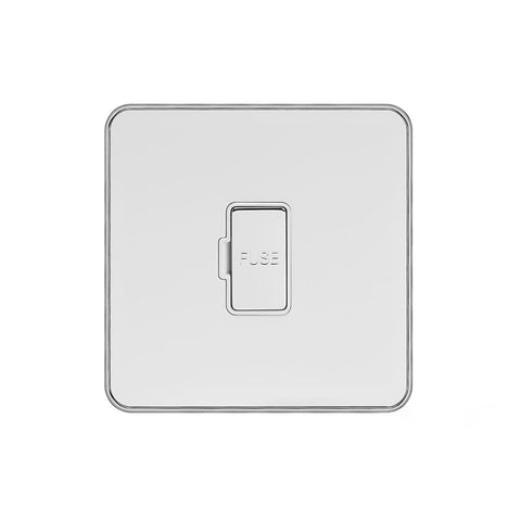 Screwless Fusion White & Polished Chrome With Chrome Edge 13A Unswitched Fuse White Trim - SE Home