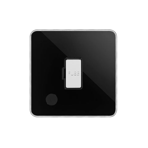 Screwless Fusion Black Nickel & Polished Chrome With Chrome Edge 13A Unswitched Flex Outlet Black Trim - SE Home