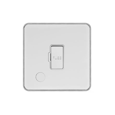 Screwless Fusion White & Polished Chrome With Chrome Edge 13A Unswitched Flex Outlet White Trim - SE Home
