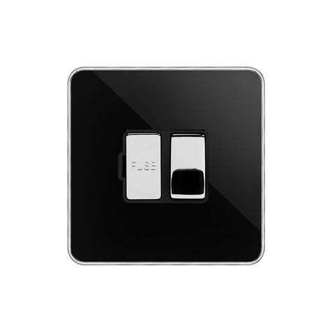 Screwless Fusion Black Nickel & Polished Chrome With Chrome Edge 13A Switched Fuse Black Trim - SE Home