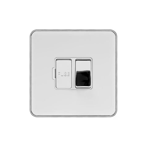 Screwless Fusion White & Polished Chrome With Chrome Edge 13A Switched Fuse White Trim - SE Home
