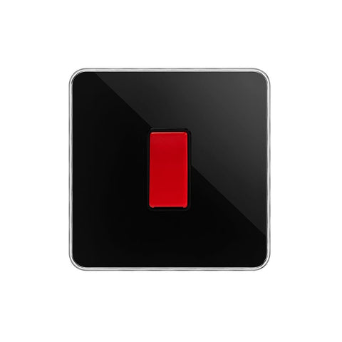 Screwless Fusion Black Nickel Plate with Chrome Edge 45A 1 Gang Double Pole Switch Single Plate Black Trim - SE Home