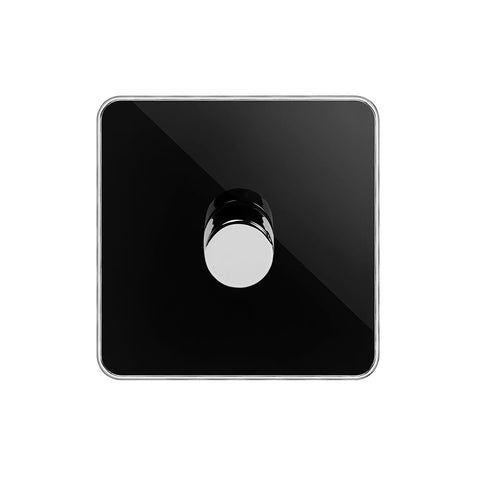 Screwless Black Nickel and Polished Chrome - Black Trim Screwless Fusion Black Nickel & Polished Chrome With Chrome Edge 250W 1 Gang 2 Way Trailing Dimmer Black Trim