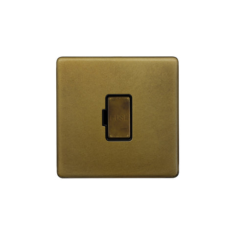 Screwless Old Brass 13A Double Pole Unswitched Fused Spur Unit (FCU) - SE Home