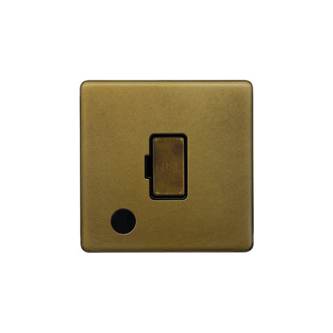 Screwless Old Brass 13A Unswitched Fused Spur Unit (FCU) Flex Outlet - SE Home
