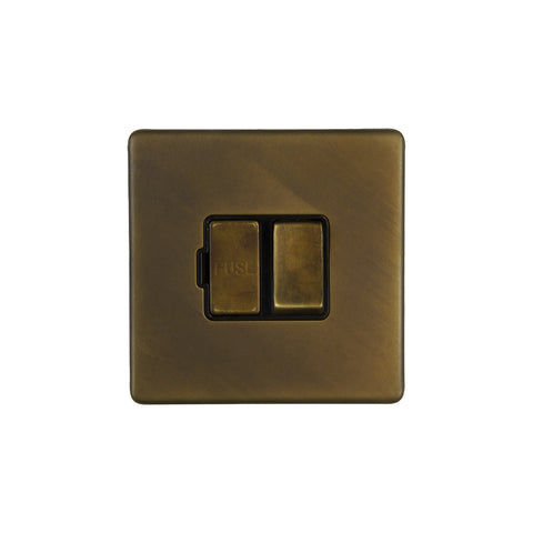 Screwless Vintage Brass 13A Double Pole Switched Fused Spur Unit (FCU) - SE Home