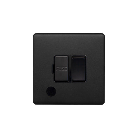 Screwless Matt Black 13A Switched Fuse Flex Outlet  