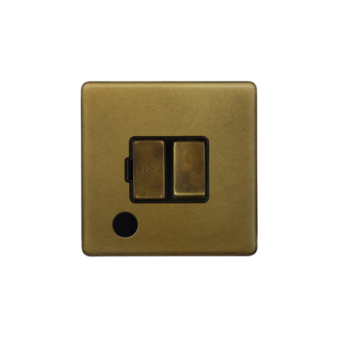 Screwless Old Brass 13A Switched Fused Spur Unit (FCU) Flex Outlet - SE Home
