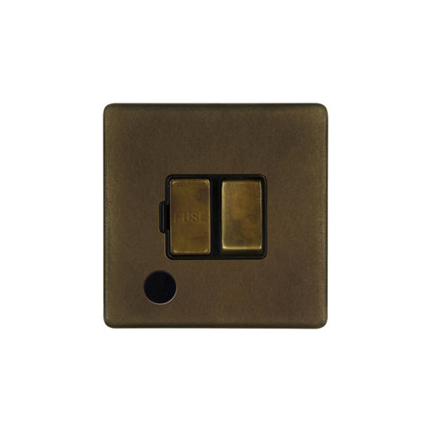 Screwless Vintage Brass 13A Switched Fused Spur Unit (FCU) Flex Outlet - SE Home