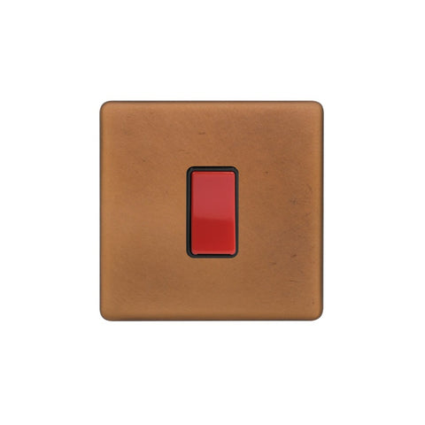 Screwless Antique Copper 45A 1 Gang Double Pole Switch, Single Plate - SE Home