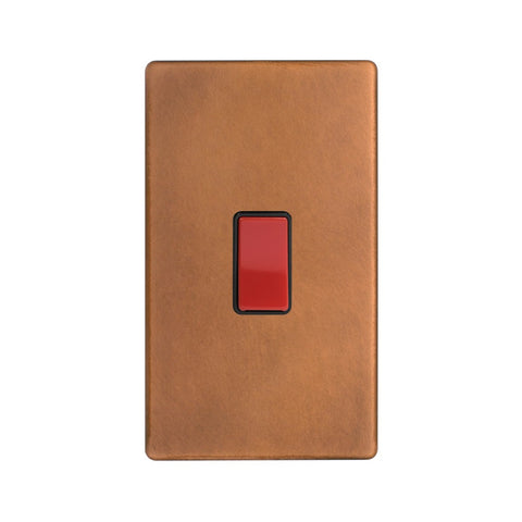 Screwless Antique Copper 45A 1 Gang Double Pole Switch, Large Plate - SE Home