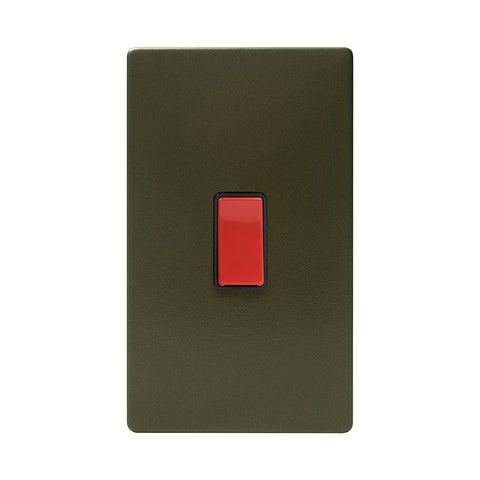 Screwless Bronze and Brushed Brass - Black Trim Screwless Fusion Bronze & Brushed Brass 45A 1 Gang Double Pole Switch Lrg Plate