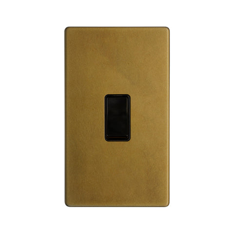 Screwless Old Brass 45A 1 Gang Double Pole Switch, Large Plate - SE Home