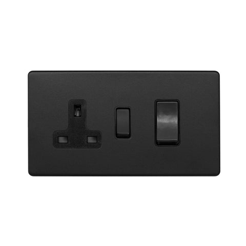 Screwless Matt Black 45A Cooker Control Unit Insert 