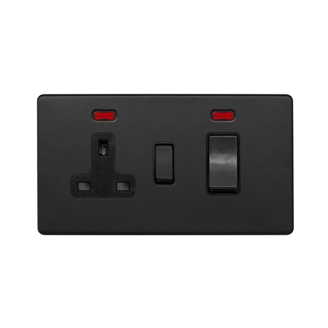 Screwless Matt Black 45A Cooker Control Unit & Neon - SE Home