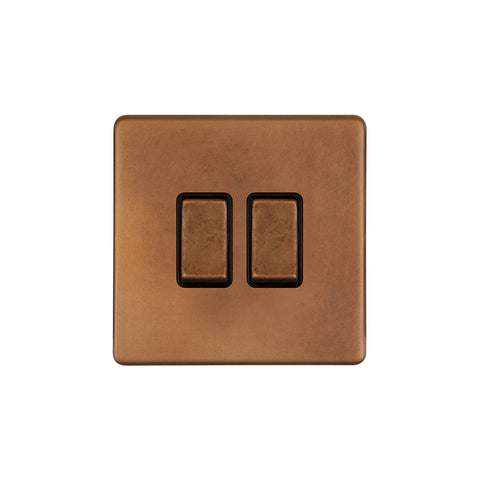 Screwless Antique Copper 10A 2 Gang 2 Way Light Switch - SE Home