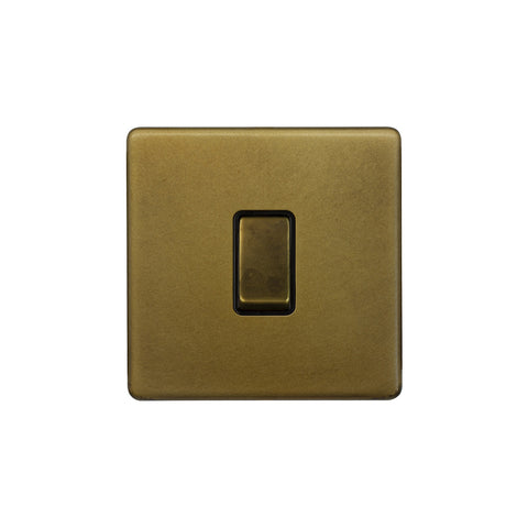 Screwless Old Brass 10A 1 Gang Intermediate Light Switch