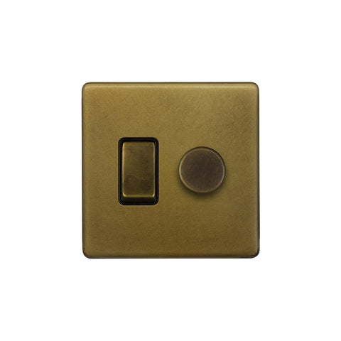 Screwless Old Brass Dimmer and Rocker Switch Combo (2 Way Light Switch & Trailing Dimmer) - SE Home