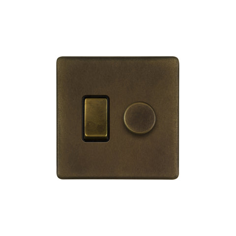 Screwless Vintage Brass Dimmer and Rocker Switch Combo (2 Way Light Switch & Trailing Dimmer) - SE Home