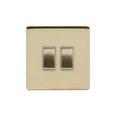 Screwless Brushed Brass 2 Gang Light Switch With 1 Intermediate (1 x 2 Way Swich with 1 x Intermediate) - SE Home
